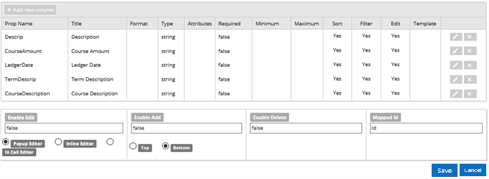 Grid row properties