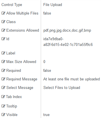 File Upload properties