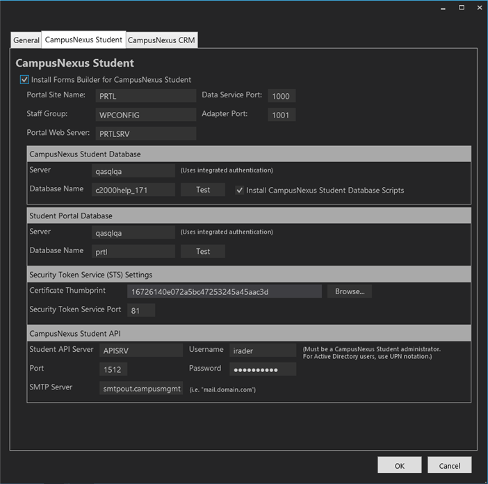 Forms Builder Options - CampusNexus Student tab