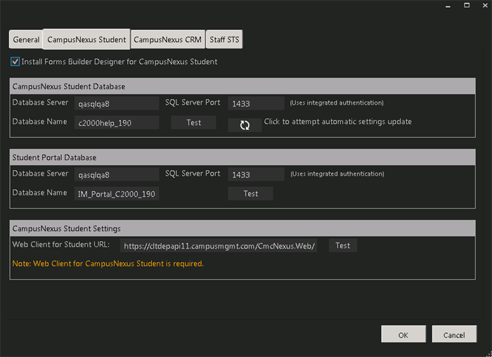 Forms Builder Options - CampusNexus Student tab