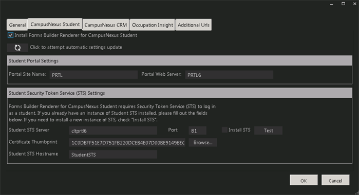 Forms Builder Renderer Options - CampusNexus Student tab