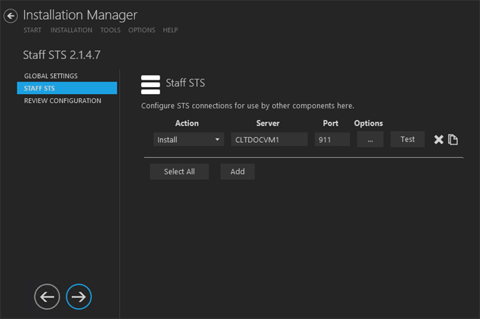 Staff STS Settings