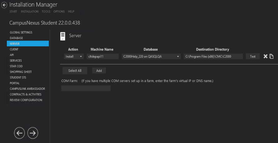 COM Server Settings