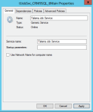 Talisma Job Service Properties - General Tab