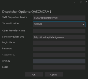 SMS Dispatcher Options Form