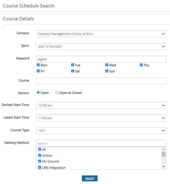 Course Schedule Search