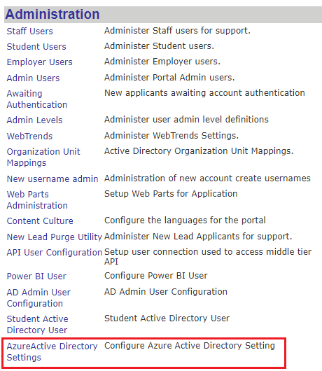 AAD Settings