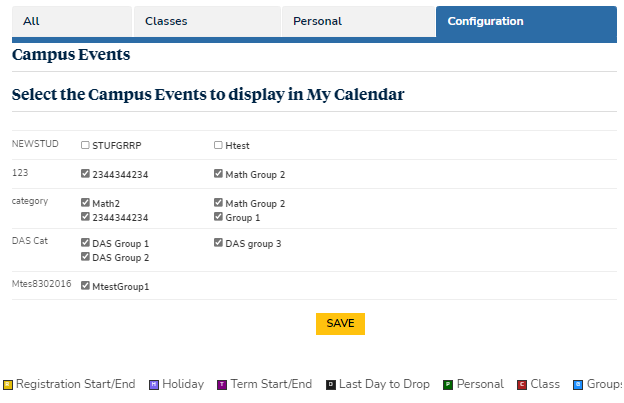 Calendar Configuration