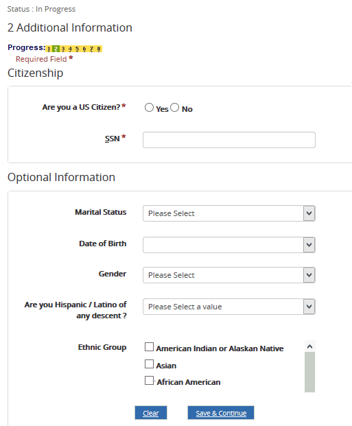 Online Application - Step 2