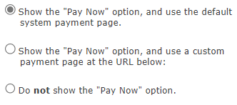 Pay Now config