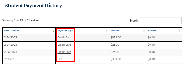 Payment History