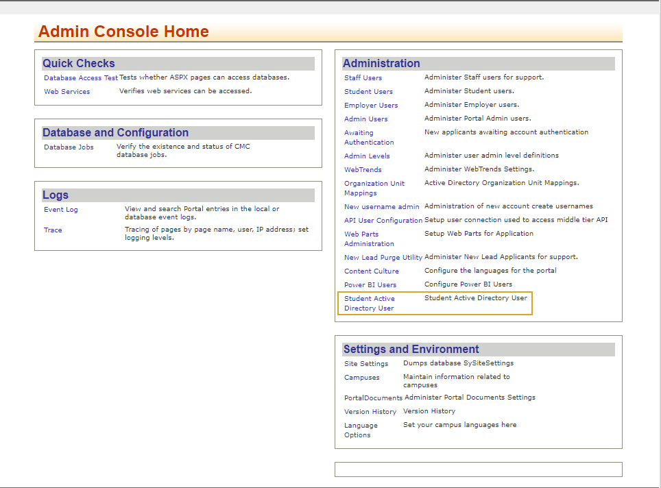 Student AD User link
