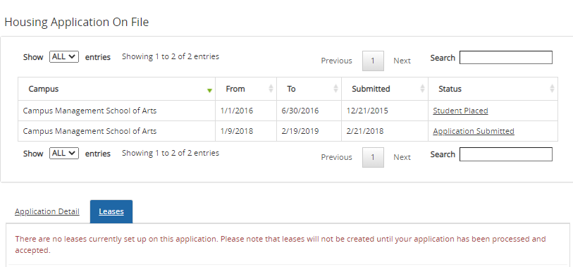Housing Application Review - Leases