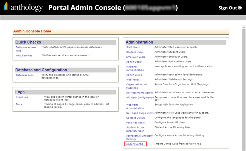 Console Admin - Import