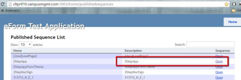 Forms Builder Published Sequences
