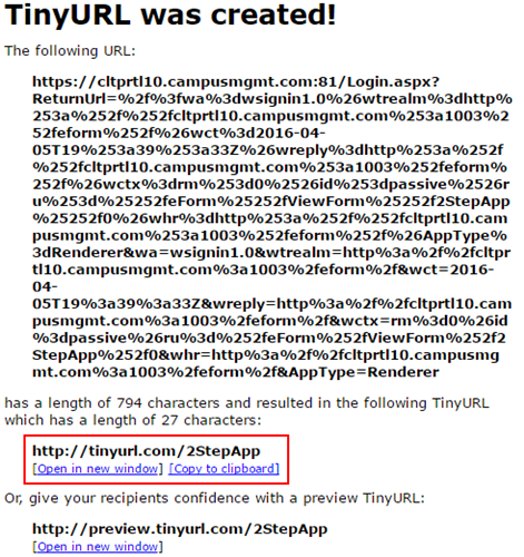 tinyurl result