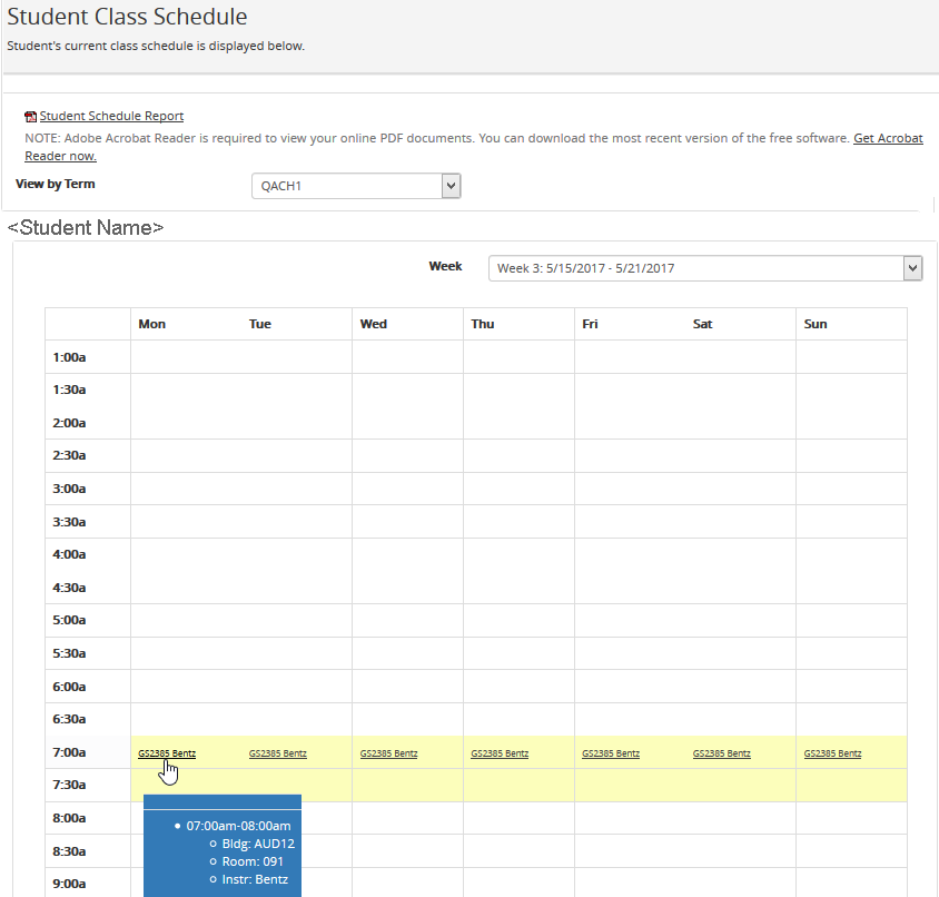 Student Schedule