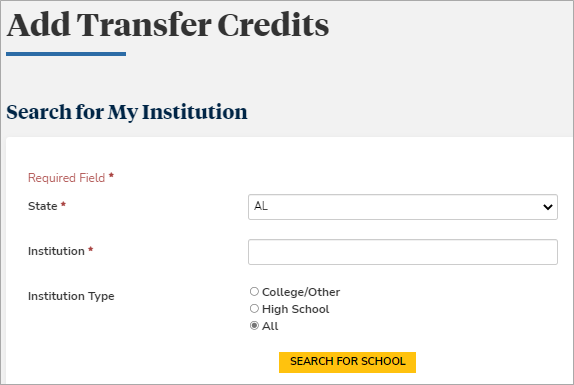 View Transfer Credits