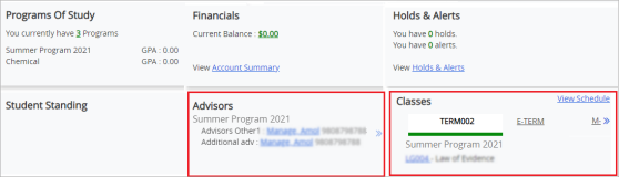 Advisors and Classestile
