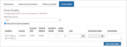 Final Grades with LDA fields