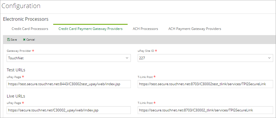 Payment Gateway Providers tab