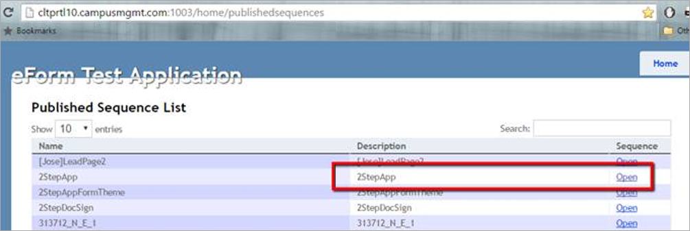 Forms Builder Published Sequences