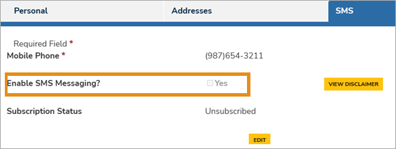 SMS tab