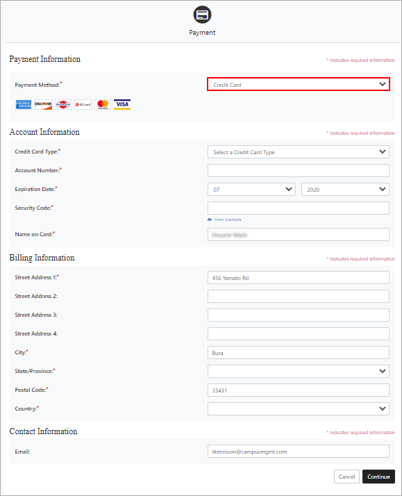 TouchNet Credit Card