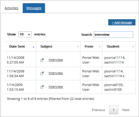 Contact Manager Messages