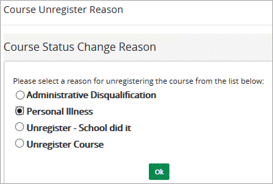 Status Change Reason