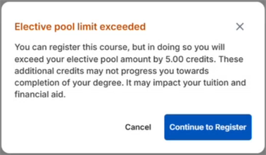 Elective pool credits exceeded