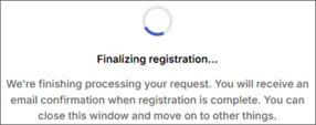 Finalizing registration