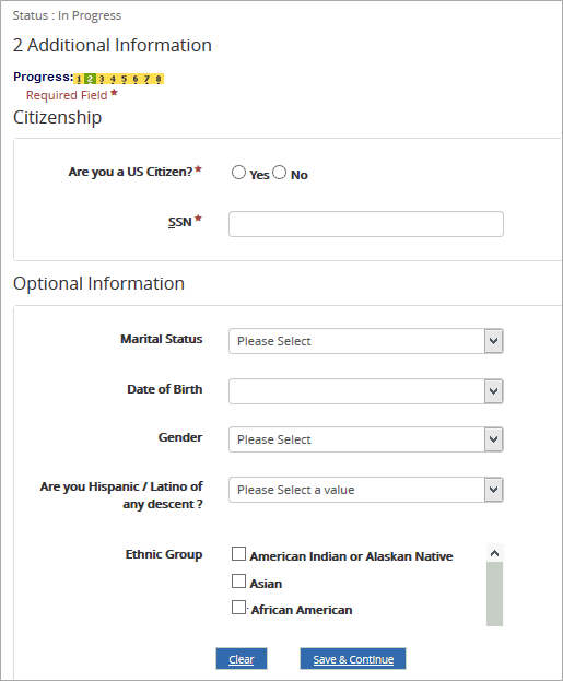 Online Application - Step 2