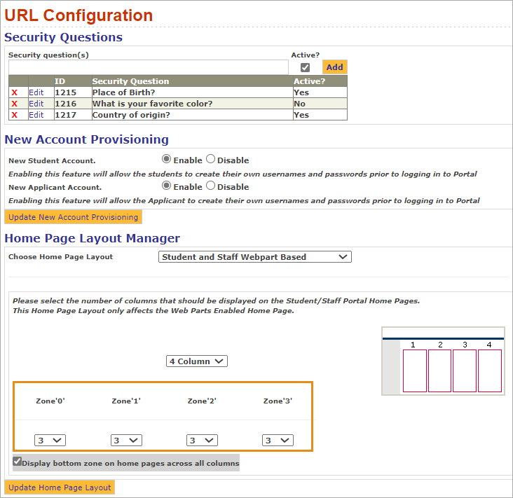 Home Page Layout