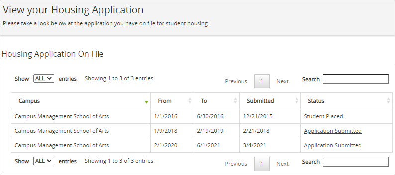 Housing Application - On File