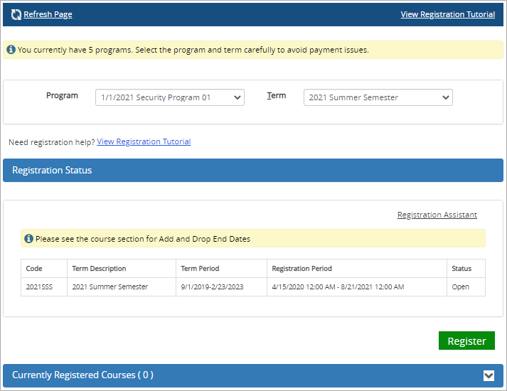 Registration Status
