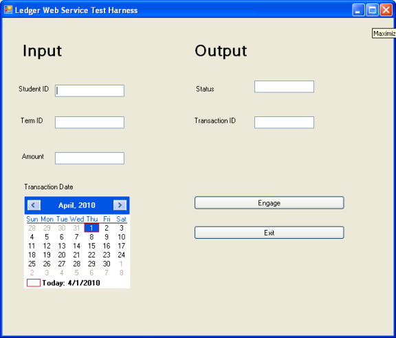 Ledger Web Service Input Form