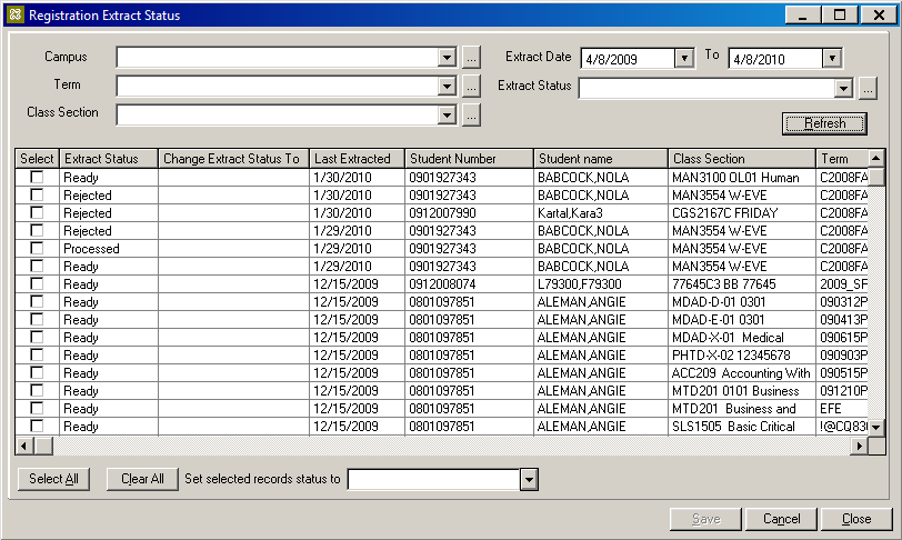 Registration Extract Status