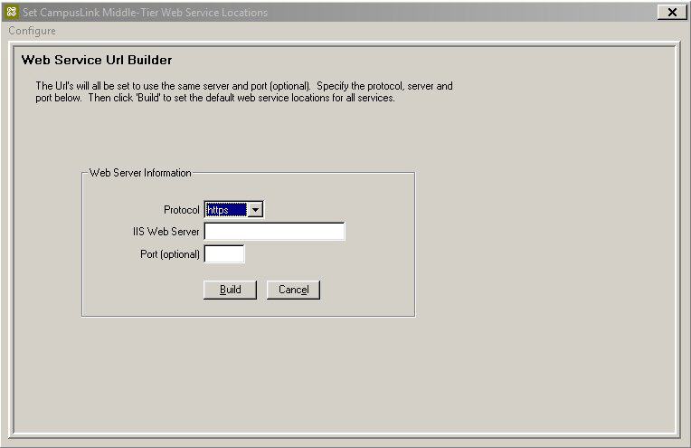 Set CampusLink Middle Tier - Configure
