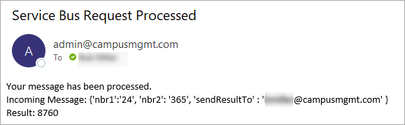 SendToAzureServiceBus Properties