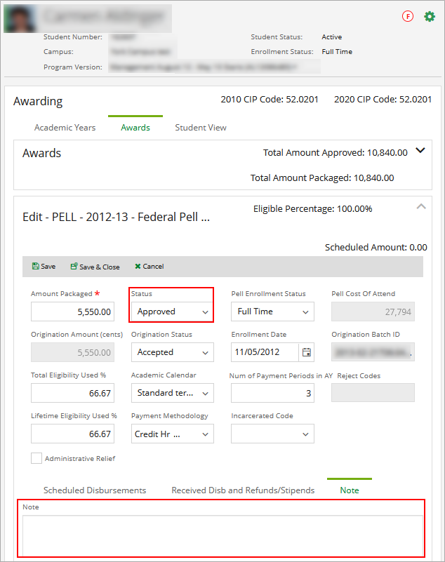Financial Aid Grant/Scholarship form