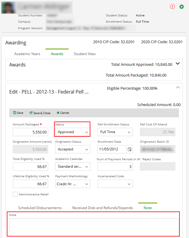 Financial Aid Grant/Scholarship form