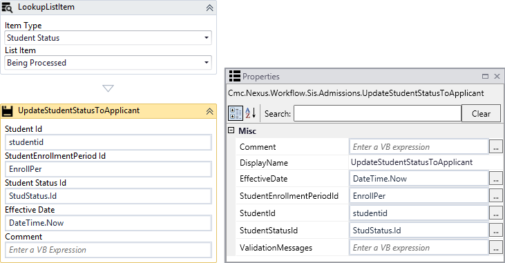 updated student status to applicant