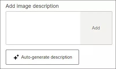 Interface d'options pour générer automatiquement du texte alternatif pour une image