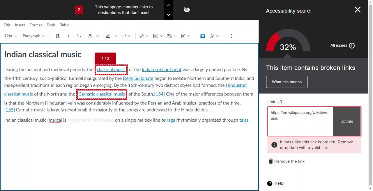 Ally fournit des conseils et une option de solution rapide en plus de l'aperçu