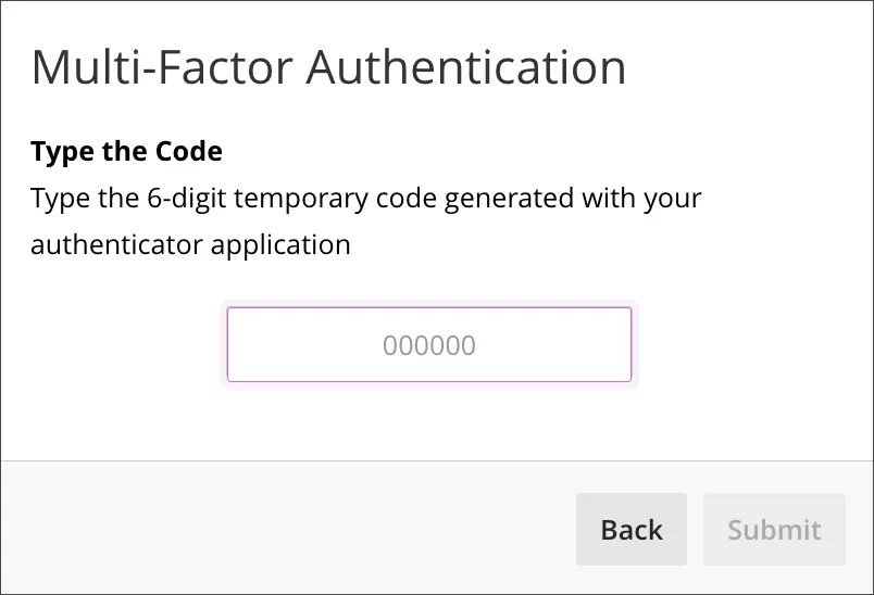 Request of temporary code to complete MFA registration