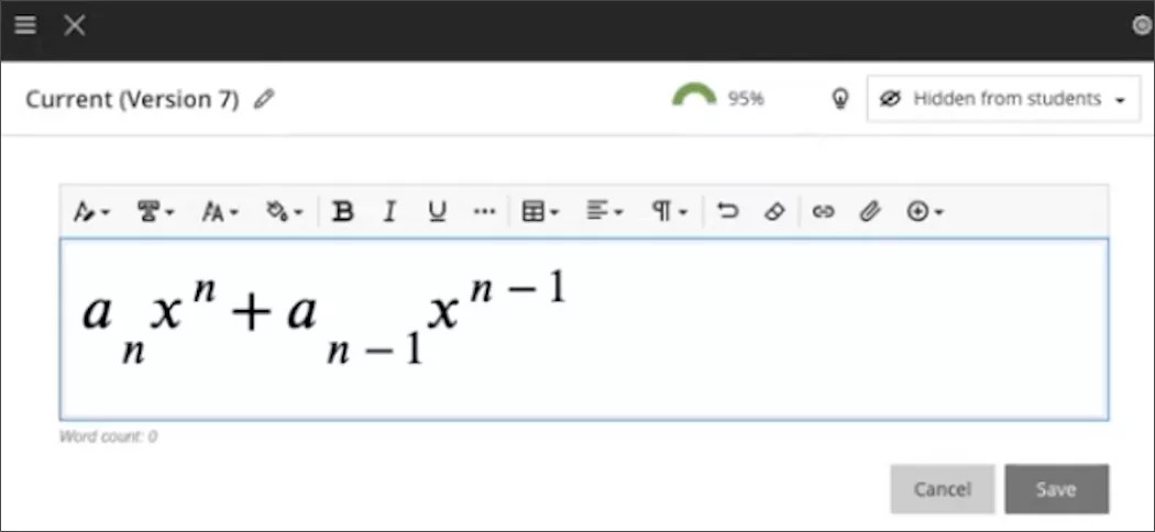 Math editor containing equations
