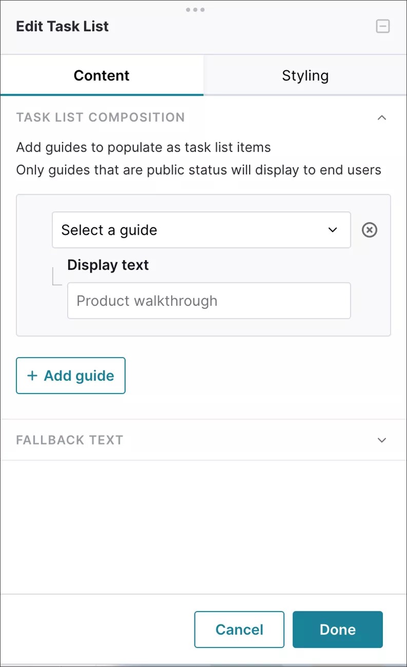 Panel for editing Anthology Adopt Task List