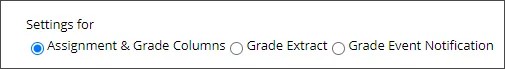 Radio buttons for the different types of Grade Export grade notifications