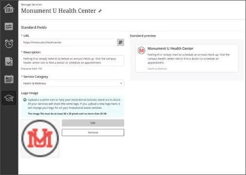 Blackboard Assist homepage for Monument U University